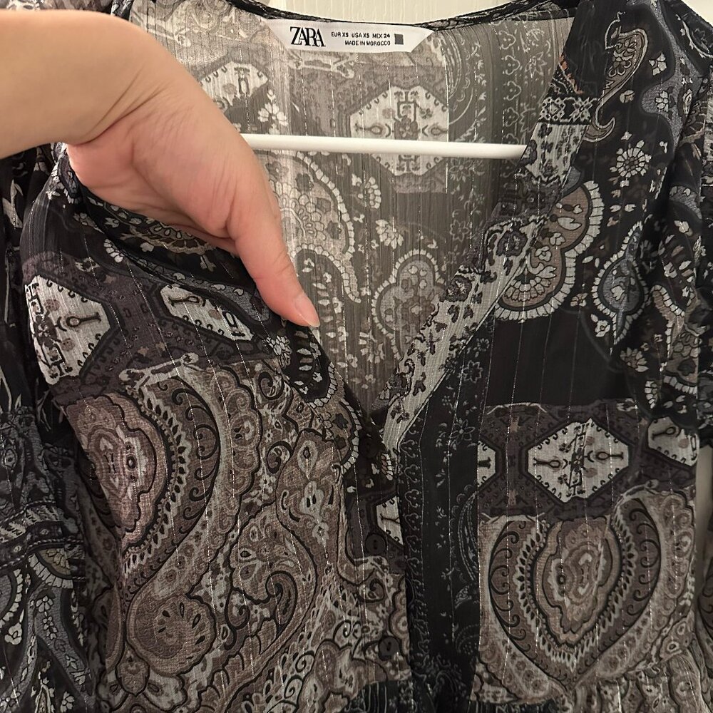 Zara Ruffled Print Dress Multicolor - Picture 5 of 7